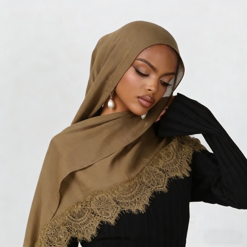 Summer Clothing Hijab - New Lace Splicing Rayon Cotton Hijab
