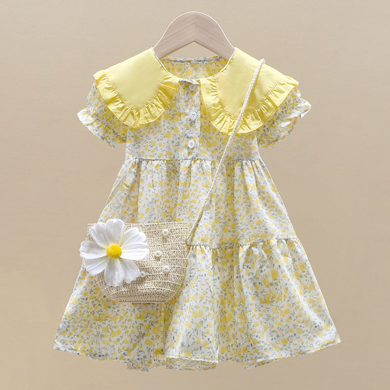 Sundress Midi Floral - 2PCS Summer Yellow Floral Child Little