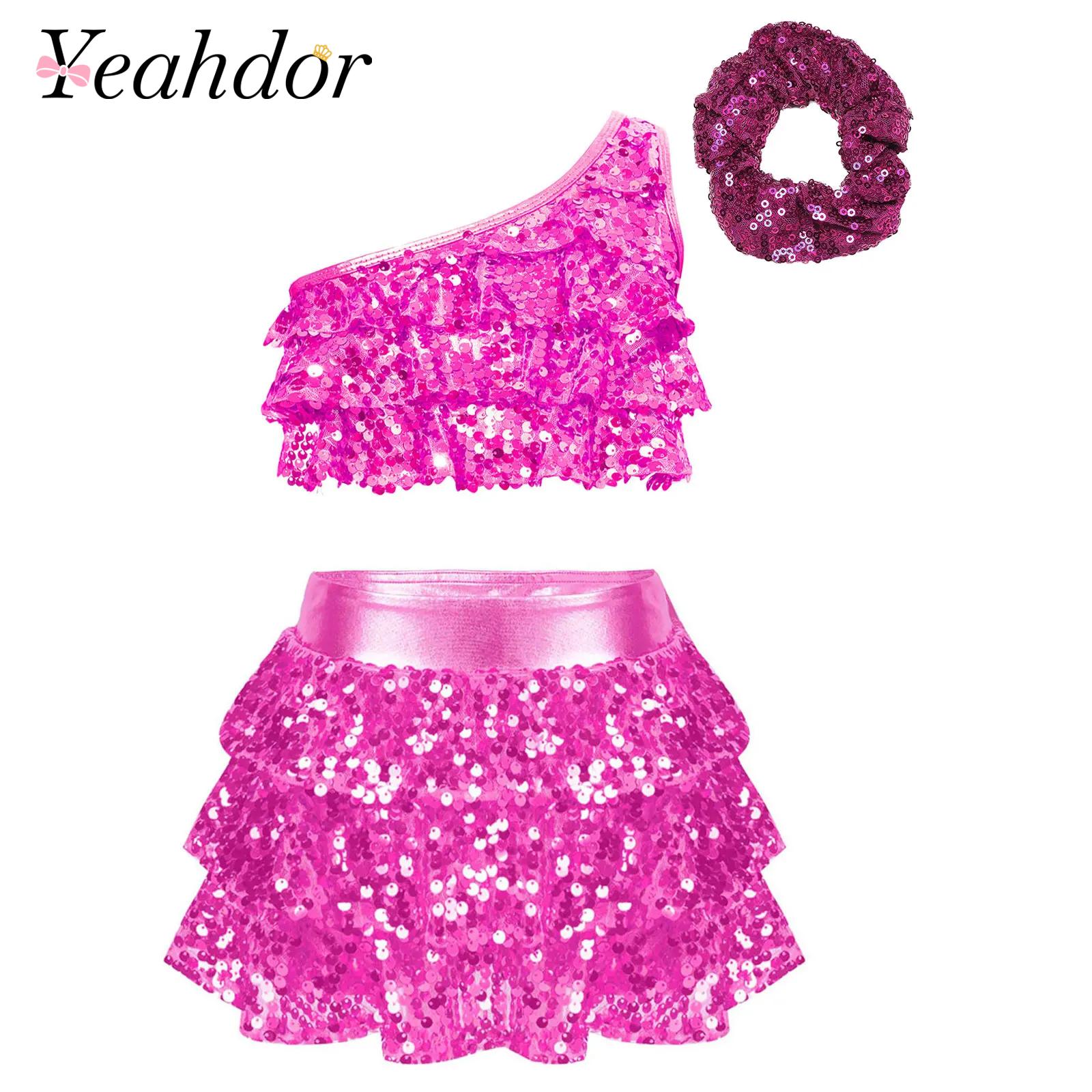 Summer Clothing Kids - Kids Girls Shiny Sequins Latin Jazz