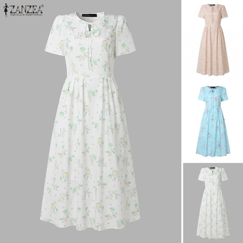 Sundress Midi Floral - ZANZEA Summer Beach Sundress Bohemain Holiday