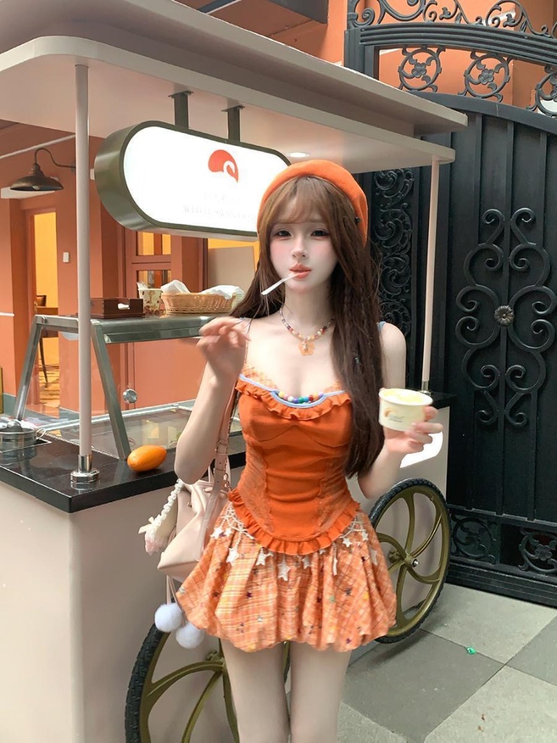 Summer New Orange Dopamine Swe - Summer Clothing Kids 评论和价格