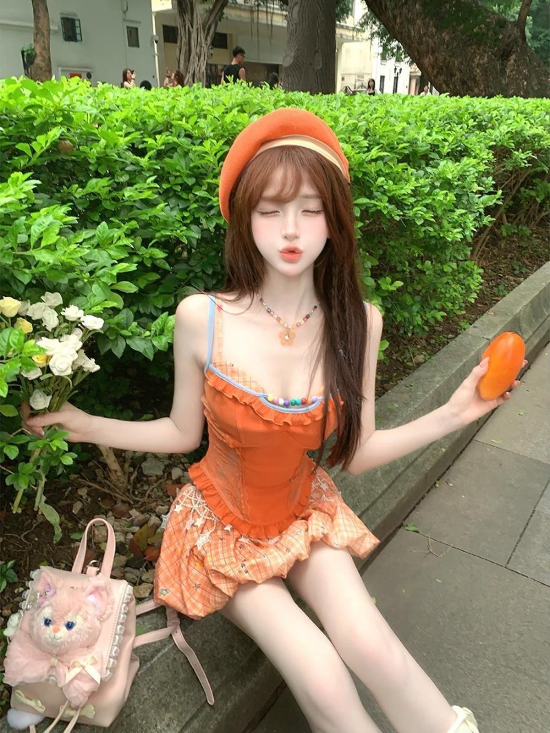 Summer New Orange Dopamine Swe - Summer Clothing Kids 评论和价格