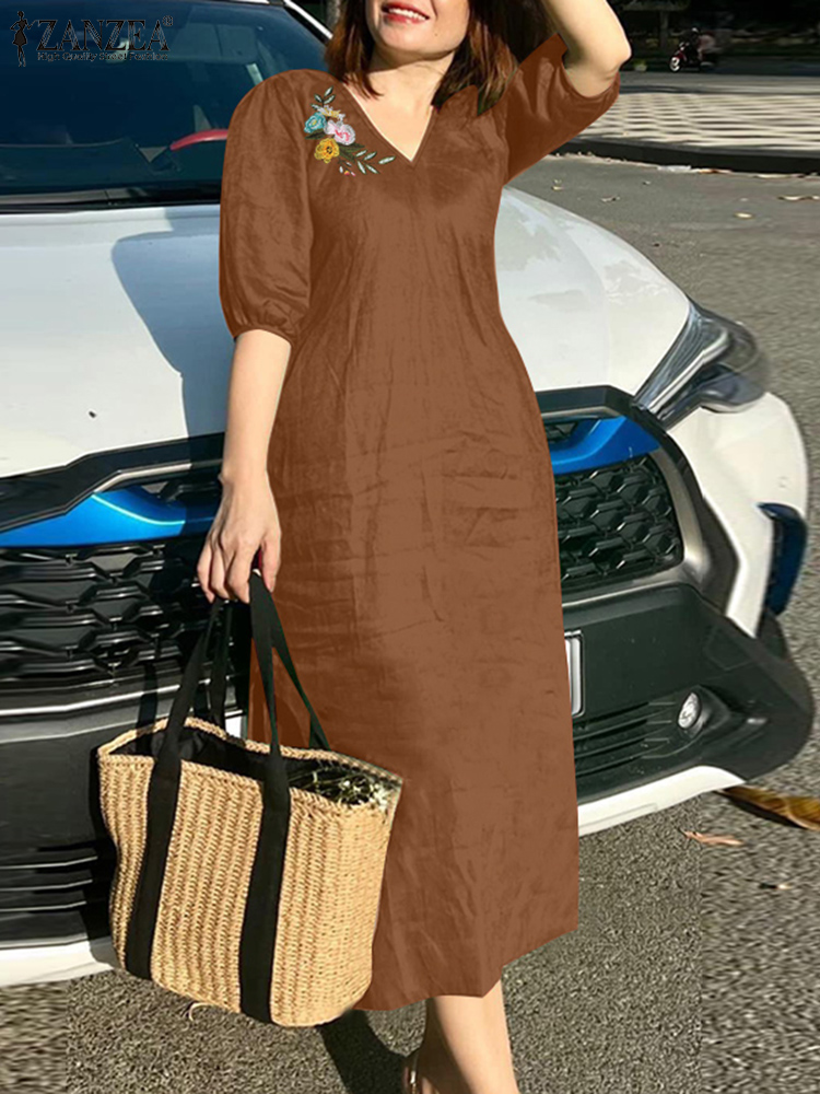2024 ZANZEA Summer Fashion Wom - Sundress Midi Floral 评论和价格