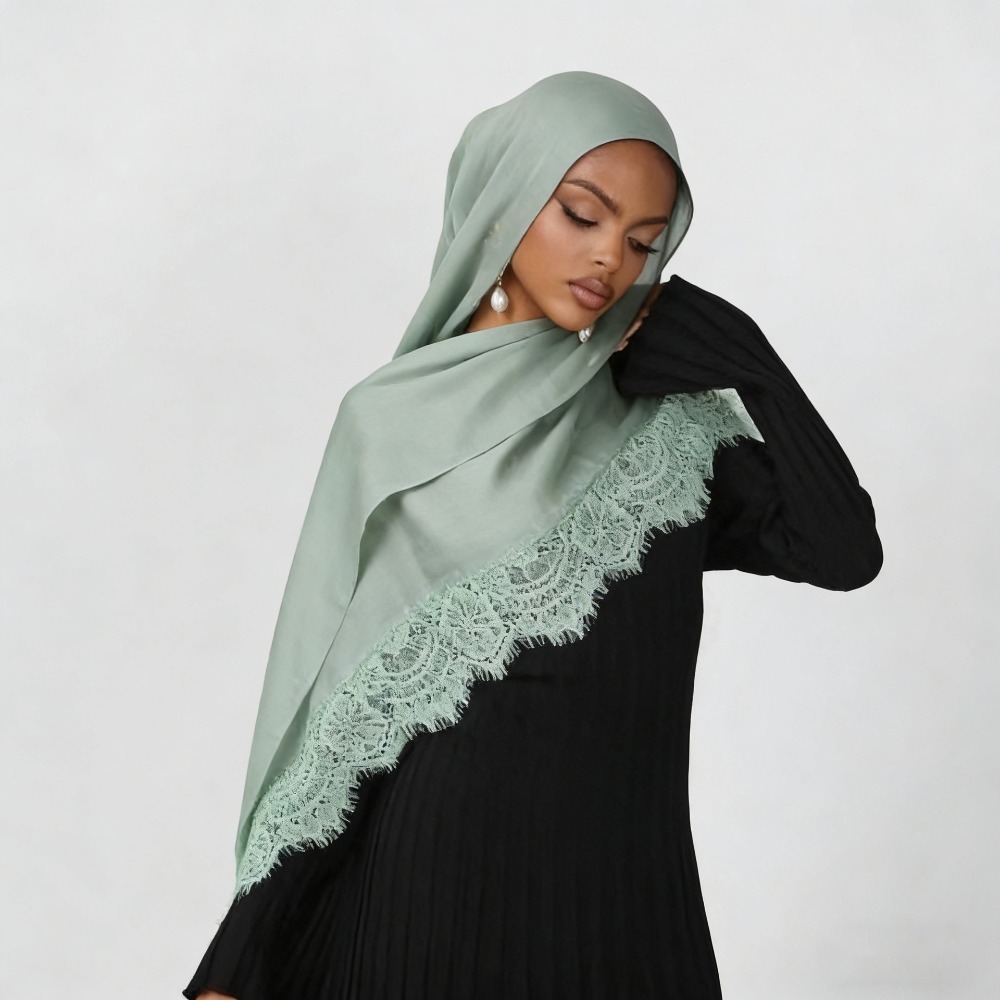 New Lace Splicing Rayon Cotton - Summer Clothing Hijab 评论和价格