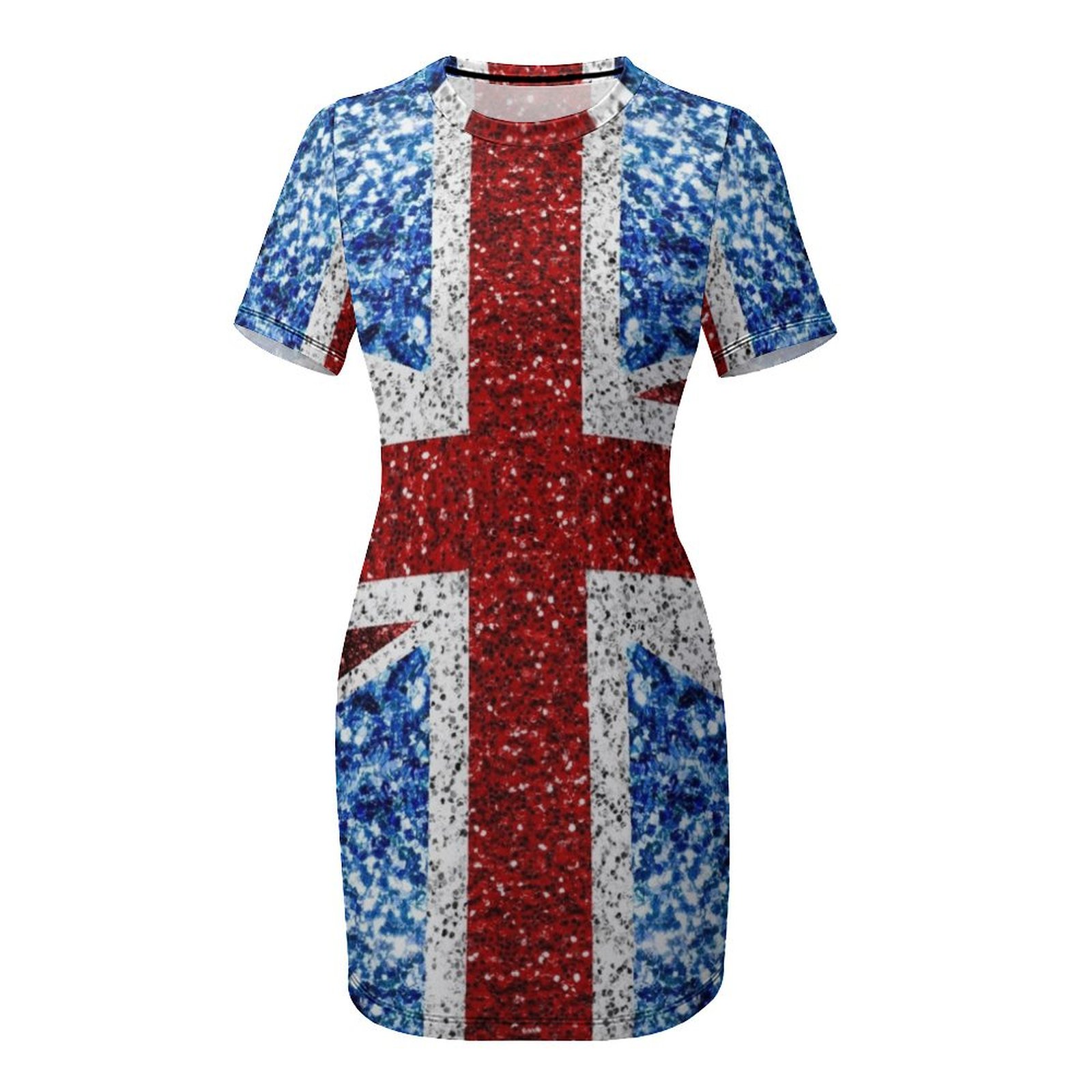 UK flag red blue white faux sp - Womens Summer Clothing Uk 评论和价格