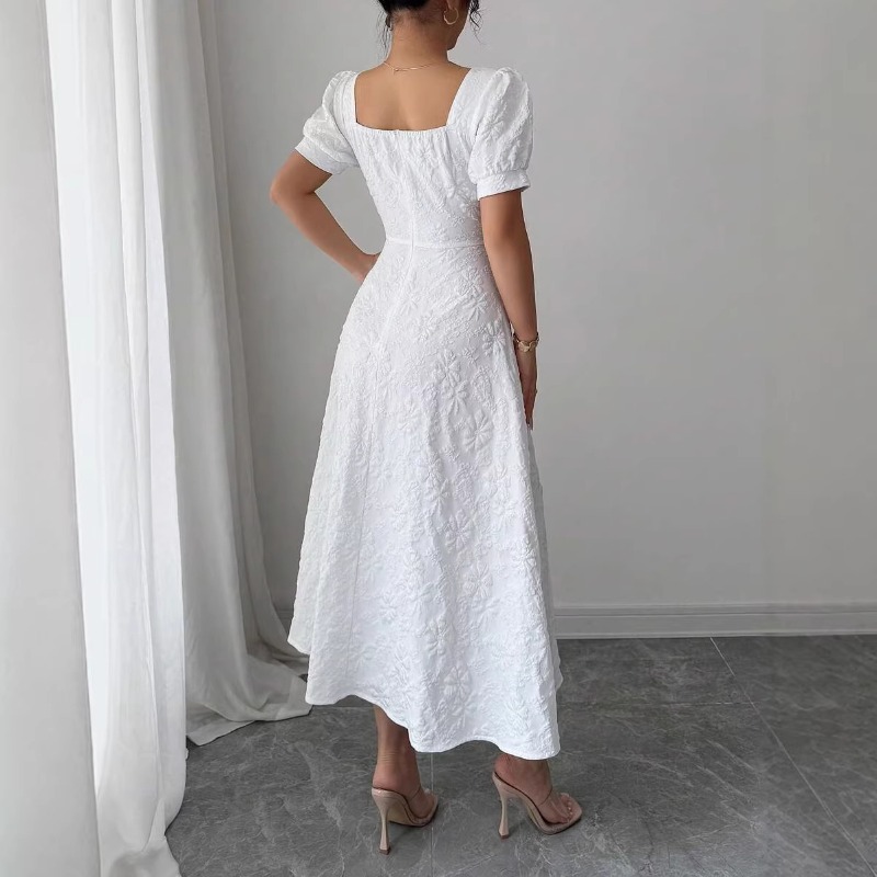 Women White Embossed Floral Mi - Sundress Midi Floral 评论和价格