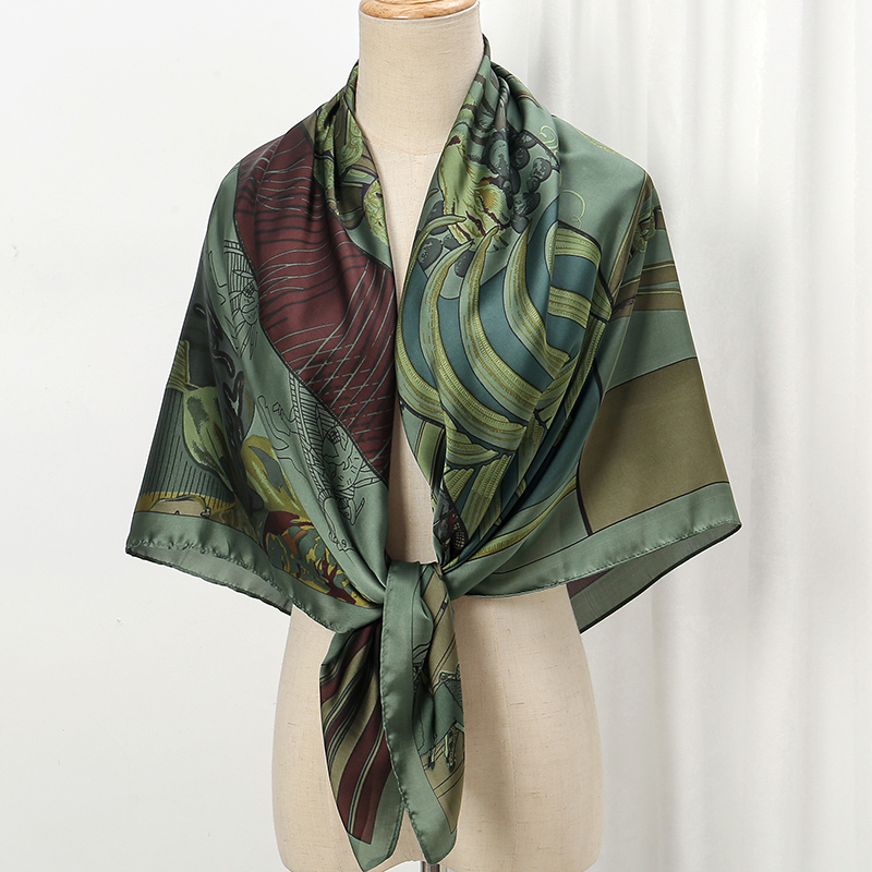110cm Large Shawl Silk Square  - Summer Clothing Hijab 评论和价格
