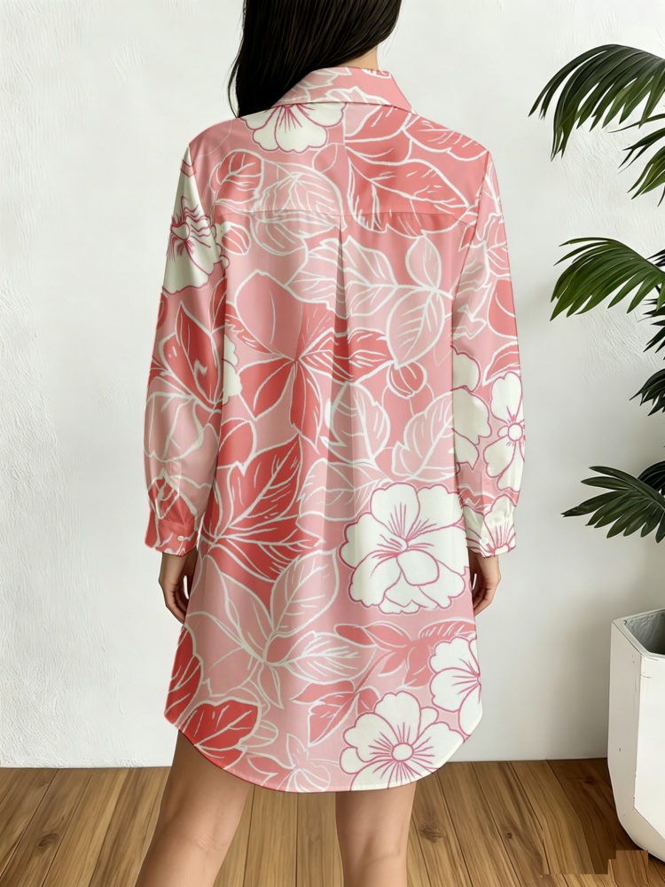 Plus Size Floral Print Shirt D - Sundress Midi Floral 评论和价格