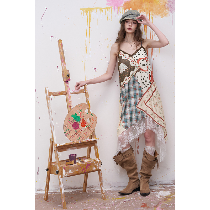 ELFSACK Floral Print Patchwork - Sundress Midi Floral 评论和价格