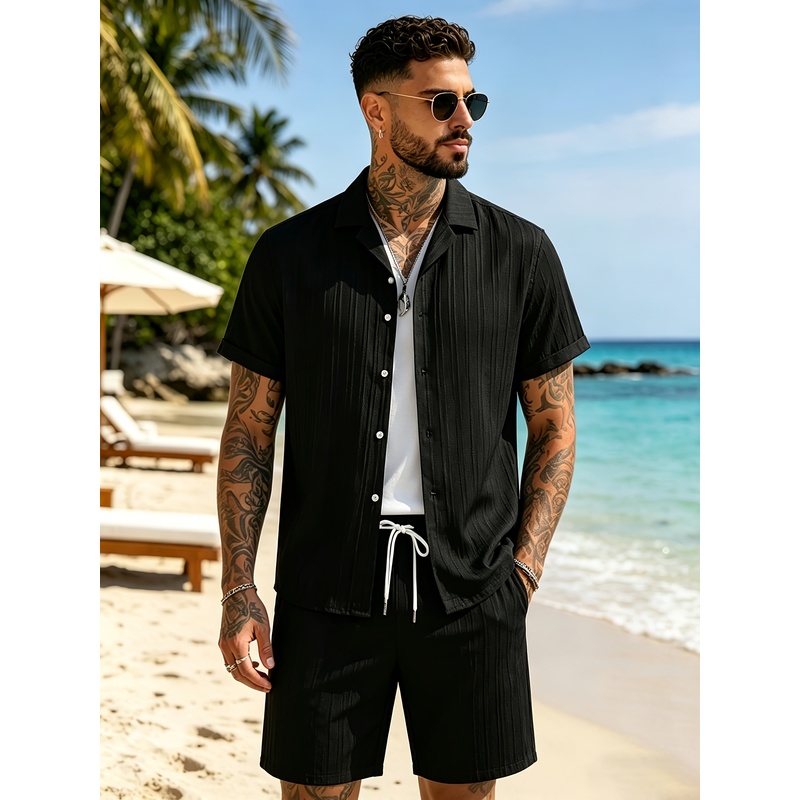 2Men's Summer Casual Suit Set， - Summer Clothing Beach 评论和价格