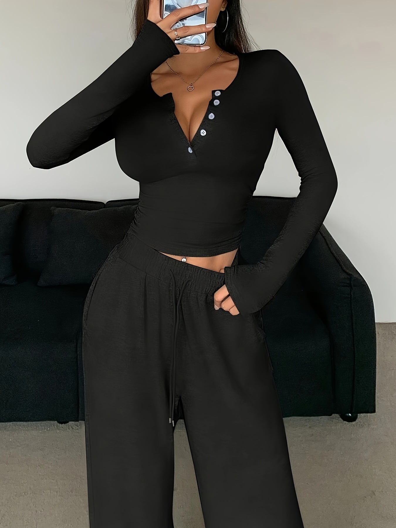 Solid Color Pant Sets Autumn W - Summer Clothing Bundle 评论和价格