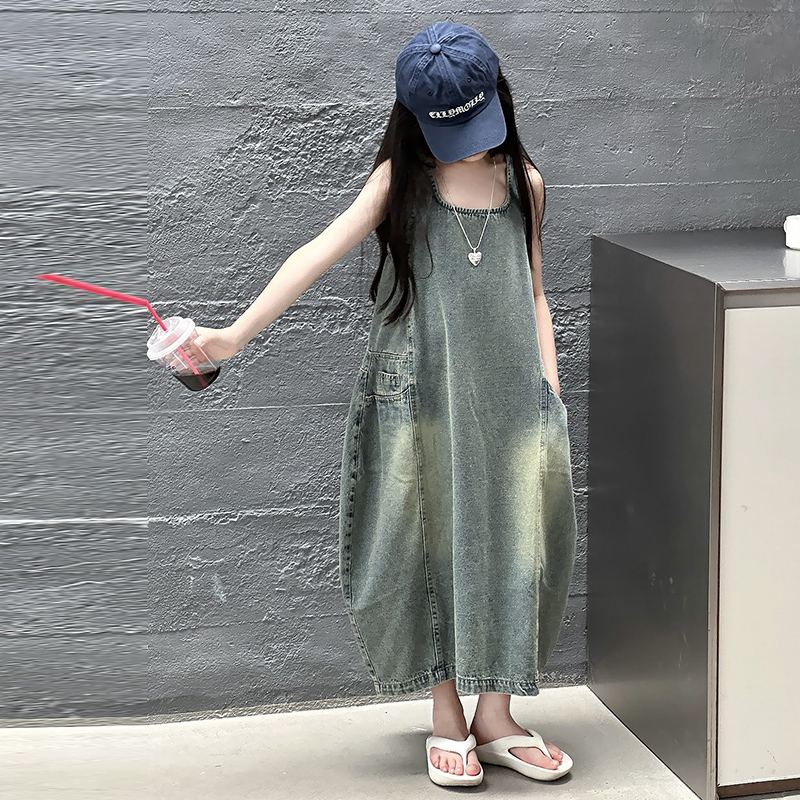 Vintage Blue Children Girls Hi - Summer Clothing Kids 评论和价格