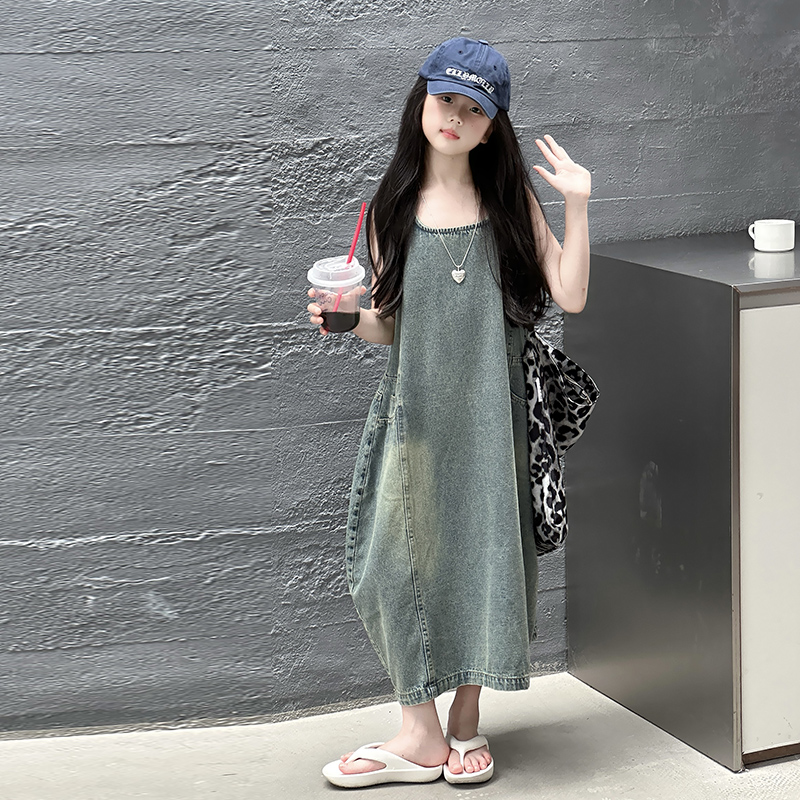 Vintage Blue Children Girls Hi - Summer Clothing Kids 评论和价格