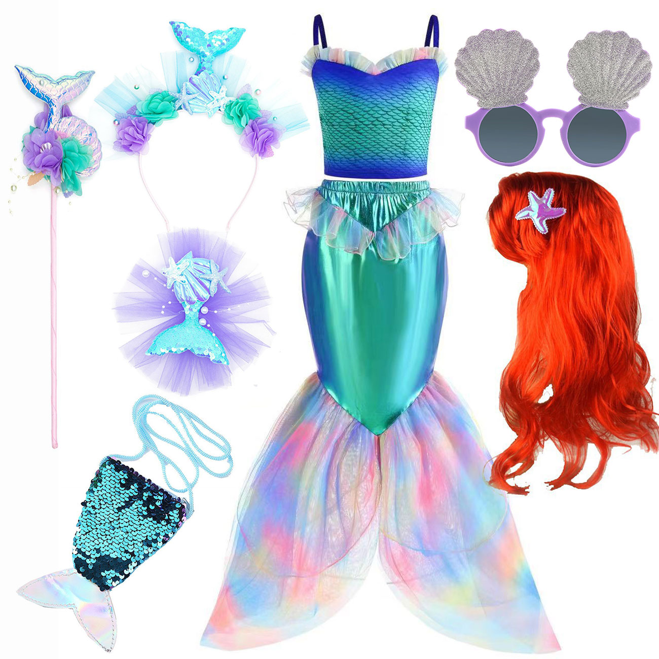 Disney Mermaid Dress Up Costum - Summer Clothing Kids 评论和价格