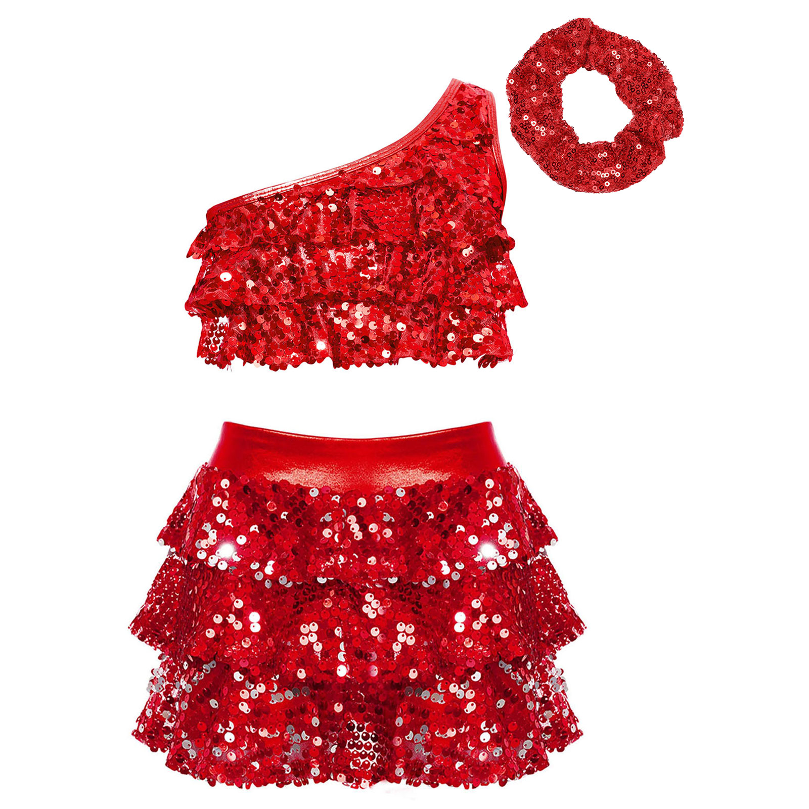 Kids Girls Shiny Sequins Latin - Summer Clothing Kids 评论和价格