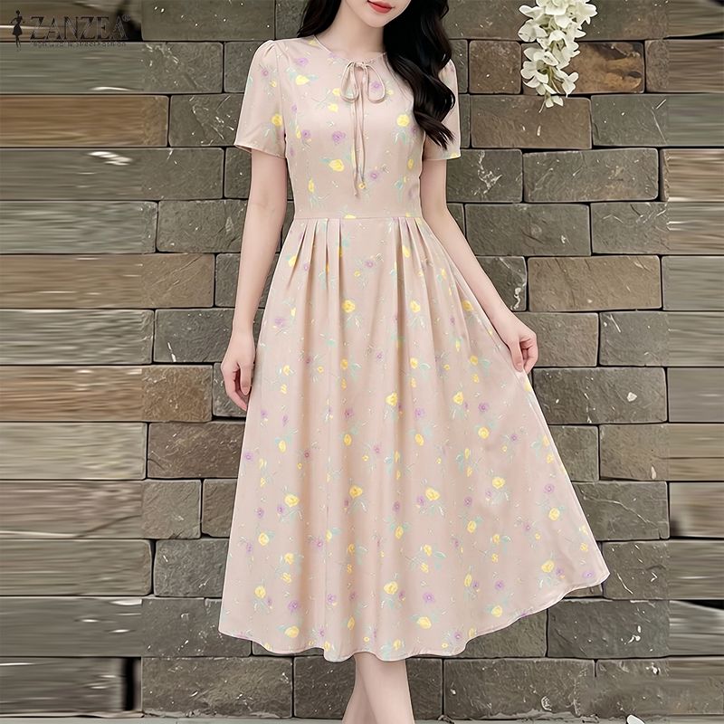 ZANZEA Summer Beach Sundress B - Sundress Midi Floral 评论和价格