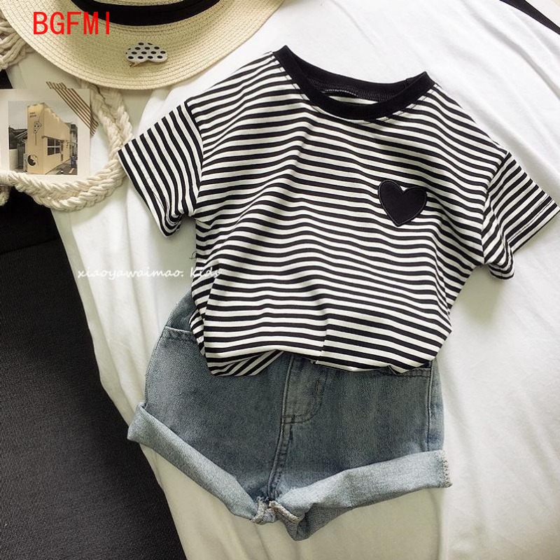 Teens Girls Cotton Striped Sho - Summer Loving Kids Clothing 评论和价格